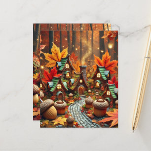 Whimsical Autumn Fairy Village Scrapbook Paper