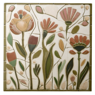 Whimsical Autumn Fall Floral Flowers Tile