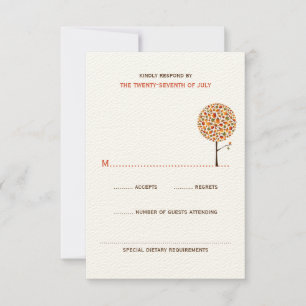 Whimsical Autumn Fall Leaves Pop Tree Chic Wedding RSVP Card