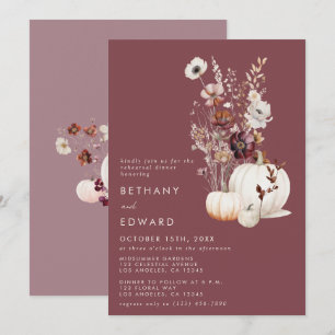 Whimsical Autumn Floral Rehearsal Dinner Invitation