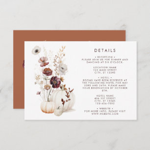Whimsical Autumn Floral Wedding Enclosure Card