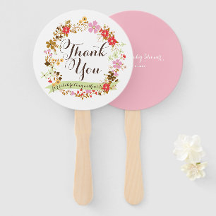 Whimsical Autumn Floral Wreath Thank You Fan