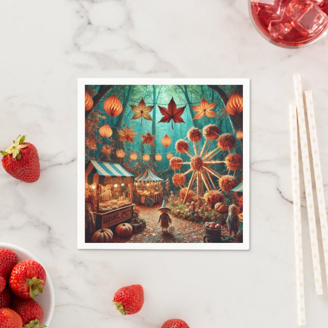 Whimsical Autumn Forest Carnival Decoupage Napkins (Insitu)