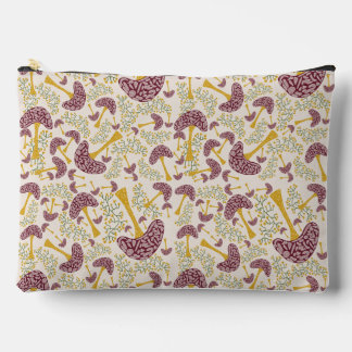 Whimsical Autumn Forest Pattern – Hand-Drawn Mushr Accessory Pouch