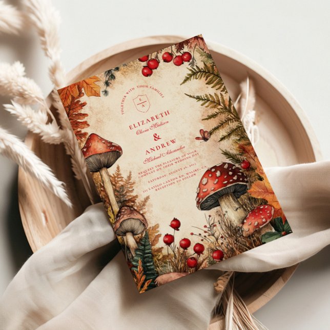 Whimsical Autumn Forest Romance Wedding Invitation (Creator Uploaded)
