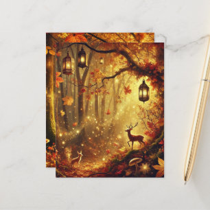 Whimsical Autumn Golden Forest Scrapbook Paper