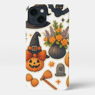 Whimsical Autumn Halloween Cat iPhone Case – Cute