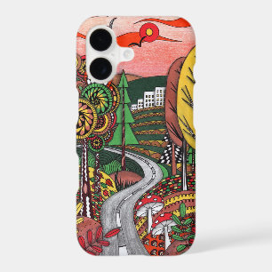 Whimsical Autumn Landscape Folk Art Doodling iPhon