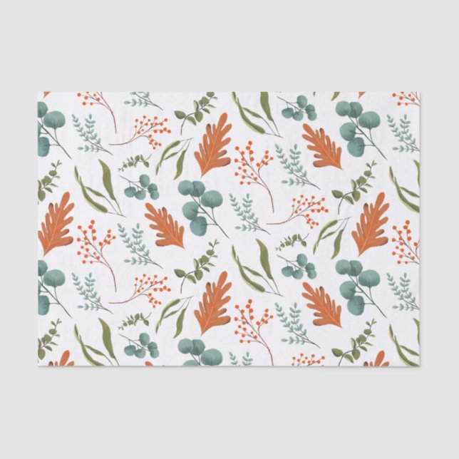 Whimsical Autumn Leaves Pattern Tissue Paper (Front)