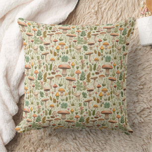 Whimsical Autumn Mushroom Forest Seamless Pattern Cushion