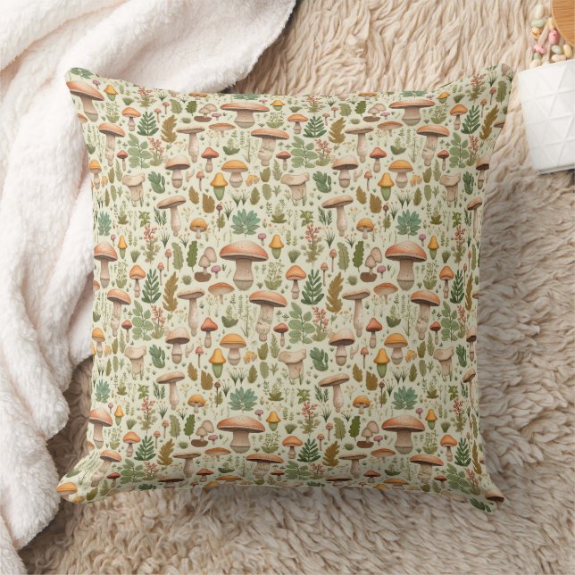 Whimsical Autumn Mushroom Forest Seamless Pattern Cushion (Blanket)