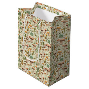 Whimsical Autumn Mushroom Forest Seamless Pattern Medium Gift Bag