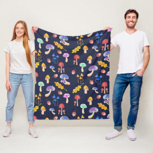 Whimsical Autumn Mushrooms Fleece Blanket