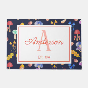 Whimsical Autumn Mushrooms Personalised Doormat