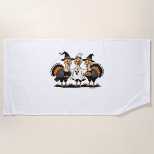 Whimsical Autumn Patchwork Pumpkin Cosy Fall Flor Beach Towel