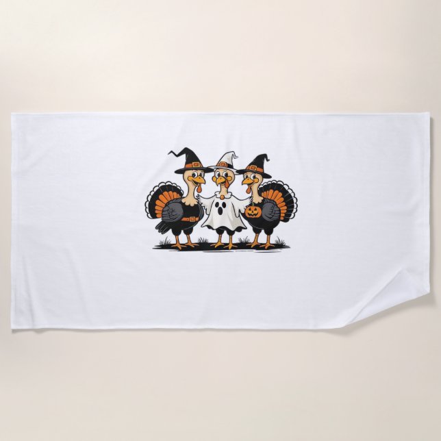 Whimsical Autumn Patchwork Pumpkin  Cosy Fall Flor Beach Towel (Front)