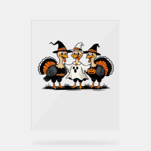 Whimsical Autumn Patchwork Pumpkin  Cozy Fall Flor Acrylic Sign