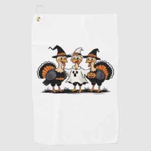 Whimsical Autumn Patchwork Pumpkin Cozy Fall Flor Golf Towel