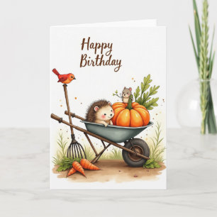 Whimsical Autumn Wheelbarrow Card