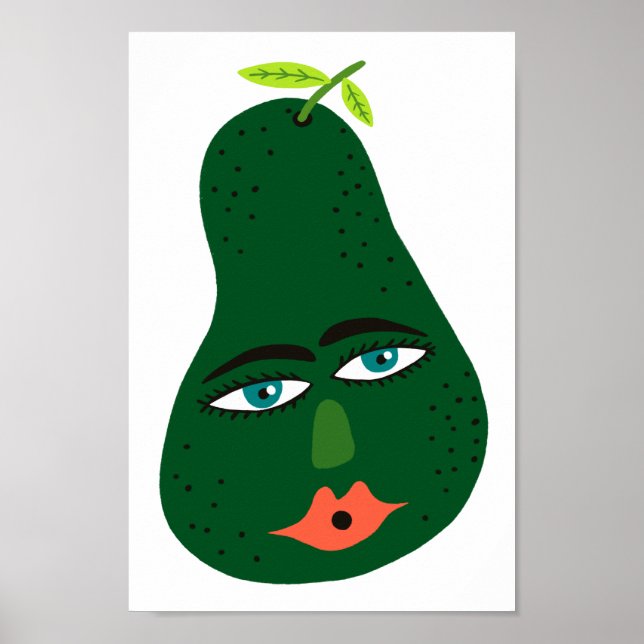 Whimsical Avocado Art Poster (Front)