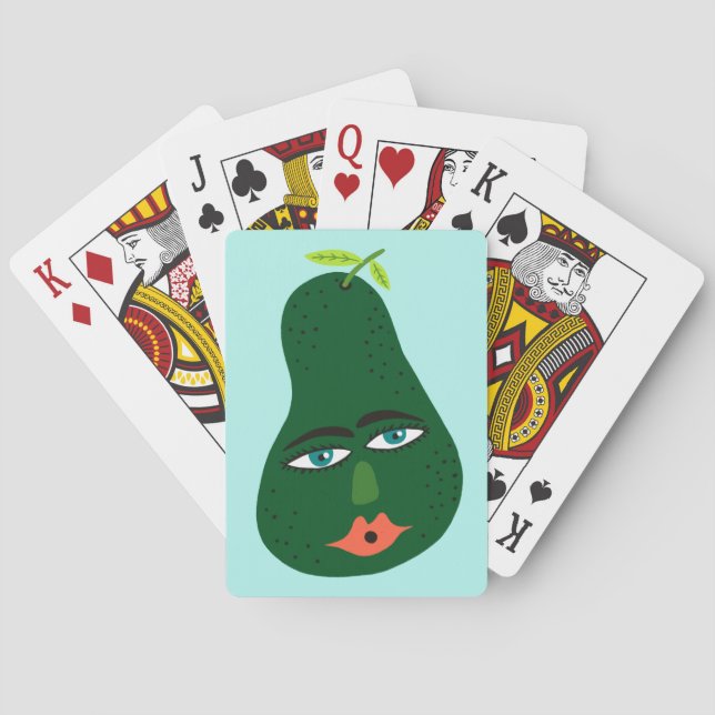 Whimsical Avocado Funny Face CUSTOMIZE IT Playing Cards (Back)