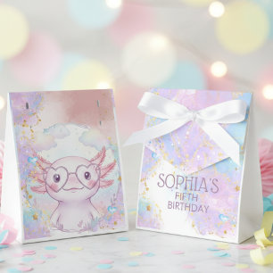 Whimsical axolotl kids birthday favour box