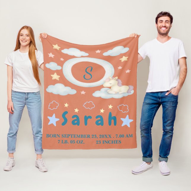 Whimsical Baby Blanket with Stars & Clouds (In Situ)