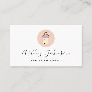 Whimsical Baby Bottle Nanny Babysitter Infant Care Business Card