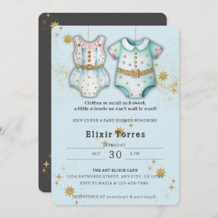 Whimsical Baby Clothes Gender Neutral Baby Shower Invitation