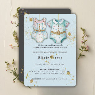 Whimsical Baby Clothes Gender Neutral Baby Shower Invitation