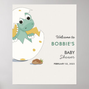 Whimsical Baby Dino Welcome Baby Shower Poster