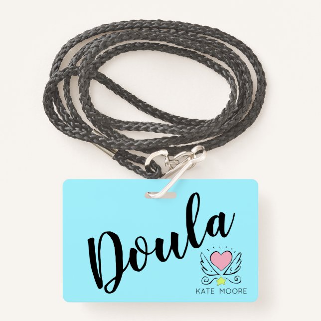 Whimsical Baby Doula Birth Coach Heart ID Badge (Front with Lanyard)