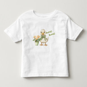 Whimsical Baby Duck Green Gingham Check Bow Toddler T-Shirt