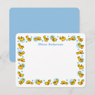 Whimsical Baby Ducklings Duckies Blue Baby Shower  Thank You Card