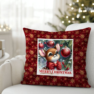 Whimsical Baby Fawn Cozy Winter Kids Room Decor  Cushion