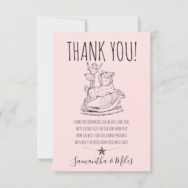 Whimsical Baby Girl Baby Shower Blue Thank You (Front)