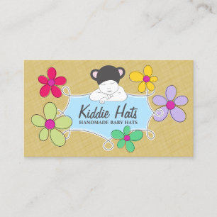 Whimsical Baby Hat Designer Floral Doodle Frame Business Card