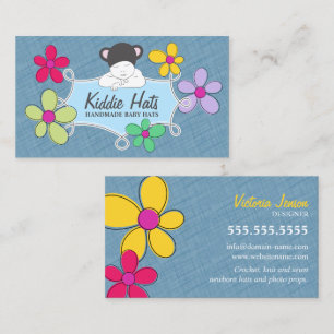 Whimsical Baby Hat Designer Floral Doodle Frame Business Card