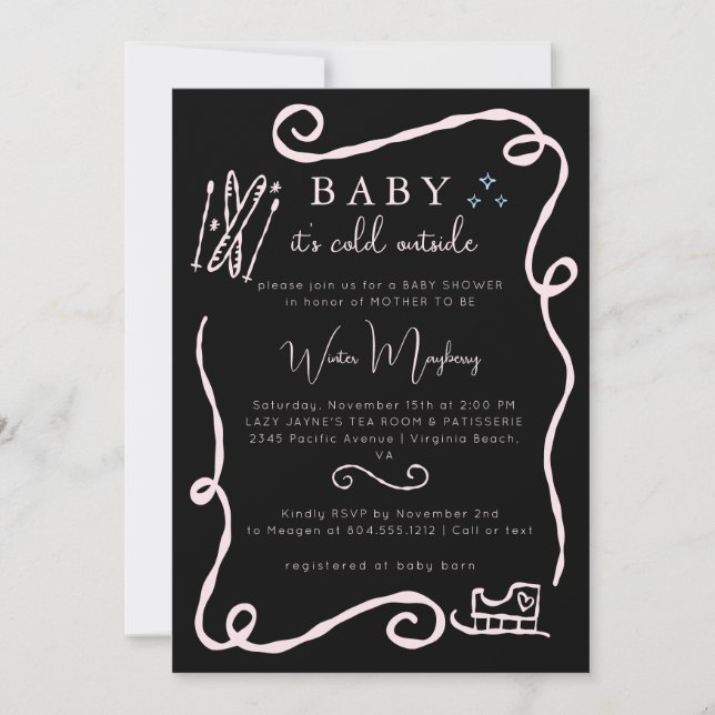 Whimsical Baby It's Cold Outside Baby Shower Invit Invitation (Front)