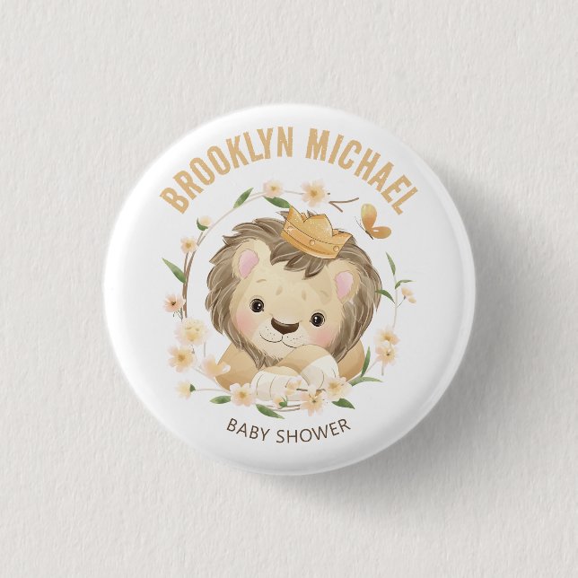 Whimsical Baby Lion king Baby Shower 3 Cm Round Badge (Front)