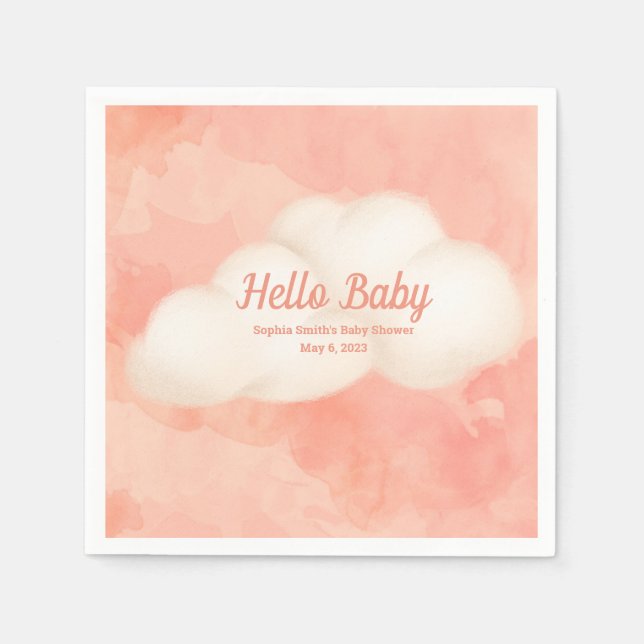 Whimsical Baby Shower, Baby Girl, Kitten Napkin (Front)