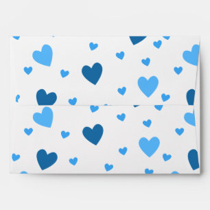 Whimsical Baby Shower Blue Hearts White Soft Envelope
