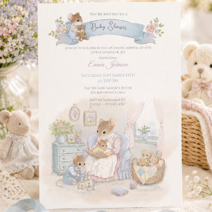 Whimsical Baby Shower Mice Invitation