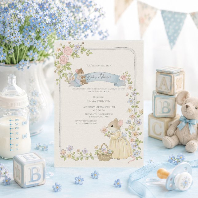 Whimsical Baby Shower Mice Invitation (Creator Uploaded)