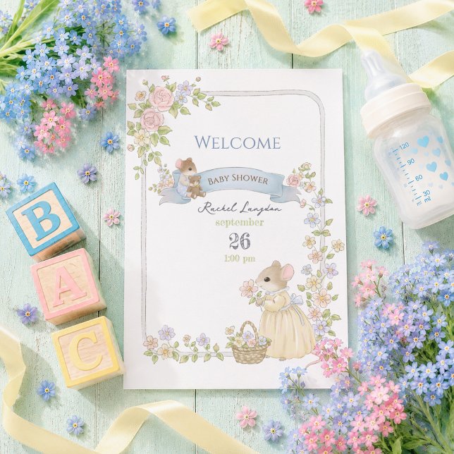 Whimsical Baby Shower Mice Welcome Poster (Creator Uploaded)
