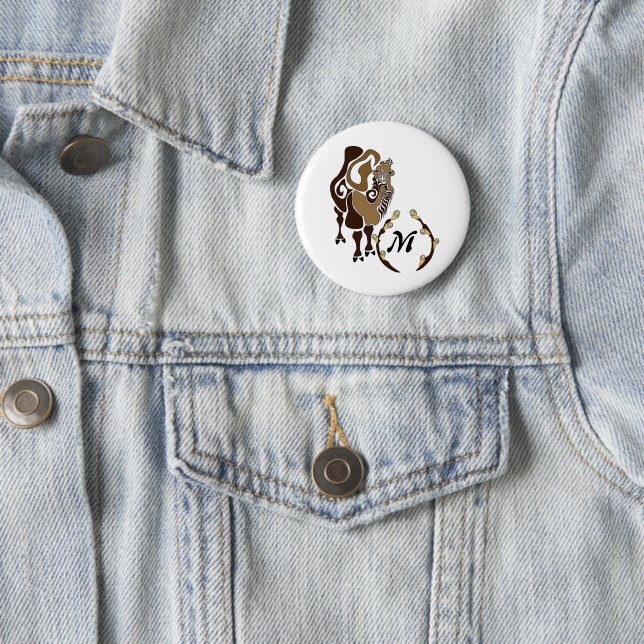 Whimsical Bactrian Camel Monogram 6 Cm Round Badge (In Situ)