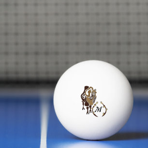 Whimsical Bactrian Camel Monogram Ping Pong Ball