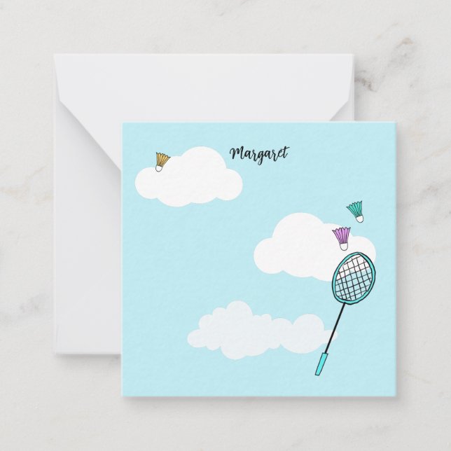 Whimsical Badminton Racquets Birdies Personalised Card (Front)