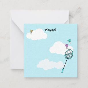Whimsical Badminton Racquets Birdies Personalised Card
