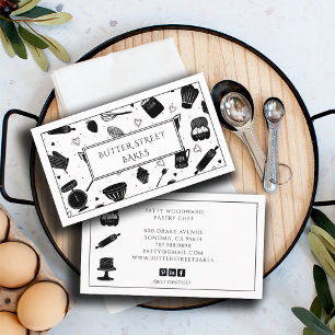 Whimsical Baker Pastry Chef Baking Utensils Business Card